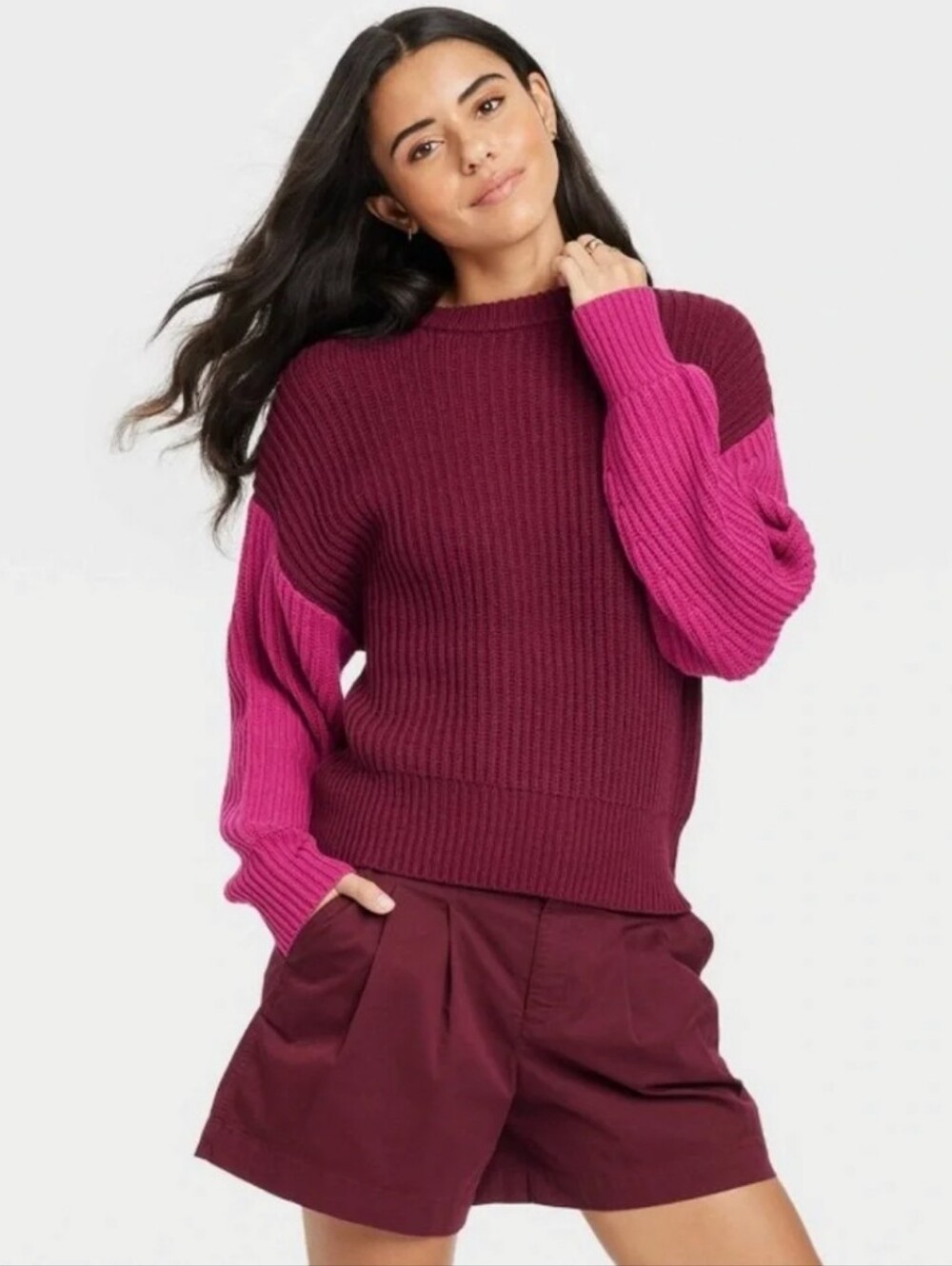 Women's A New Day Colorblock Sleeves Sweater Sz Medium